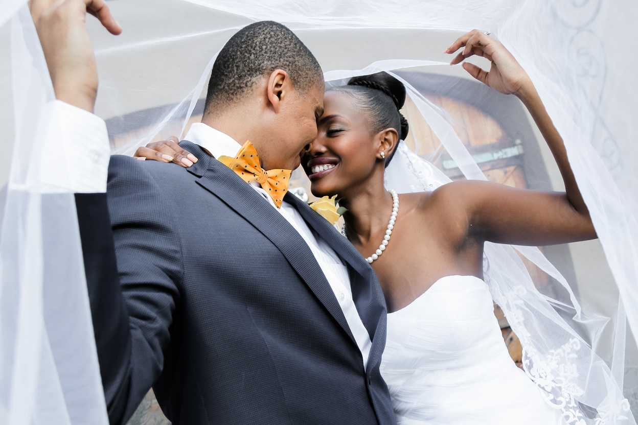 African Couple Under a Veil